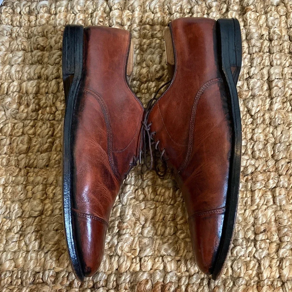 Allen‎ Edmunds Mens Brown Park Avenue Oxford Shoe Size 11C Cap Toe Lace Up